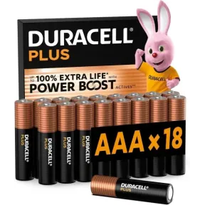 Pilas AAA DURACELL Plus 1.5V - Pack de 18 unidades