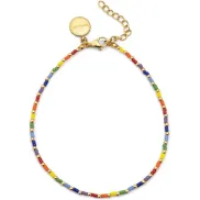 Pulsera tobillera Rainbow de acero bañada en oro para mujer