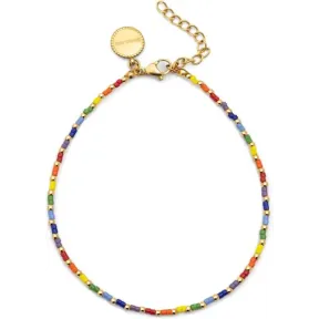 Pulsera tobillera Rainbow de acero bañada en oro para mujer