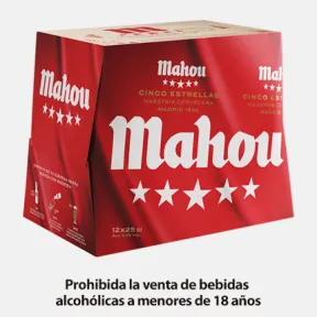 Pack de 12 Cerveza Mahou 5 Estrellas 25 cl