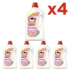 Detergente Líquido Rosa Floral Omino Bianco 4 x 1,8 L
