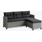 Sofá gris de 3 plazas MORA con chaise longue para exterior