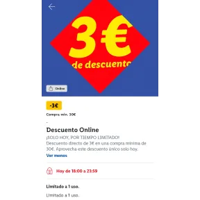 ¡Solo hoy, 3€ de descuento en Lidl.es!