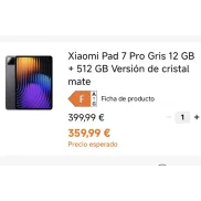 Xiaomi Pad 7 PRO + Cargador 120W - 12GB/512GB, 350€ con Mi Points