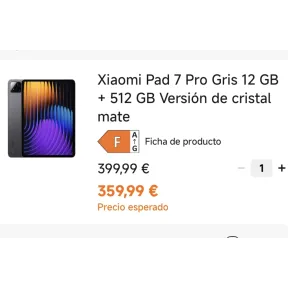 Xiaomi Pad 7 PRO + Cargador 120W - 12GB/512GB, 350€ con Mi Points