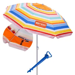 Sombrilla de playa flexible con soporte, UPF+50 y antiviento