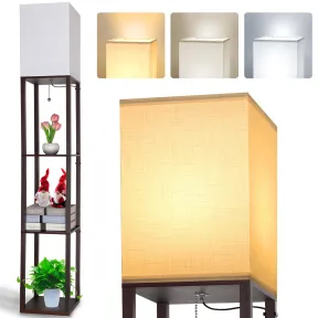 Lámpara de Piso LED con Estantería y 3 Temperaturas de Color