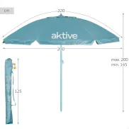 Sombrilla Azul de Playa 220cm Inclinable con Protección UV50