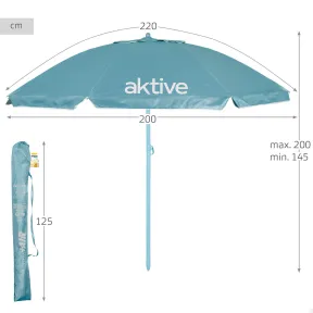Sombrilla Azul de Playa 220cm Inclinable con Protección UV50