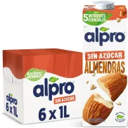 Bebida Vegetal Alpro de Almendras Sin Azúcar 6 x 1L