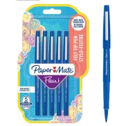 Rotuladores Paper Mate Flair azul punta mediana | 5 unidades
