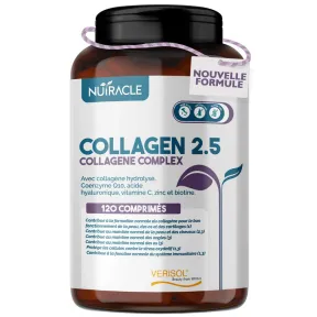 Collagène Verisol 2500mg, Ácido Hialurónico y Zinc, 120 comp.