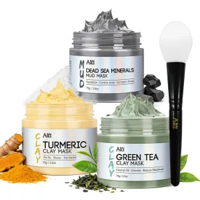 Mascarillas Faciales: Cúrcuma, Té Verde y Mar Muerto - 210g
