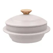 Cacerola Dolsot Blanca de 24 cm con Tapa para Bibimbap