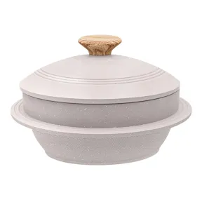 Cacerola Dolsot Blanca de 24 cm con Tapa para Bibimbap
