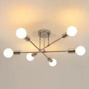Lámpara industrial Goeco de techo, 6 luces, cromada E27
