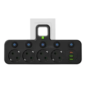 Ladrón Enchufes 8 en 1 con Luz Nocturna y USB C