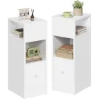 Mesitas de Noche Blancas con Cajón y Compartimentos - Pack 2