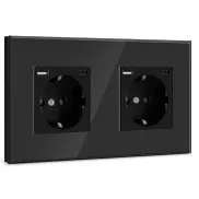 Doble Enchufe de Pared con 2 USB y Tipo C, Negro Schuko