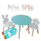Conjunto Infantil de Mesa Redonda y Dos Sillas de Madera