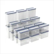 Botes de almacenamiento herméticos 24 piezas, transparente azul