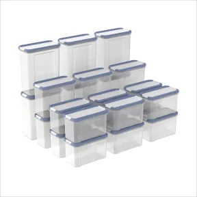 Botes de almacenamiento herméticos 24 piezas, transparente azul