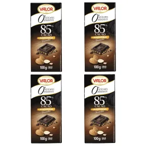Chocolate Negro 85% con Almendras, 4 X 400g, Sin Azúcares Añadidos