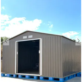 Caseta de Jardín Beige 5,5m² con Puerta Amplia Inoxidable