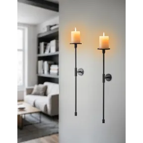 Juego de 2 Portavelas Metálicos de Pared Negros Modernos