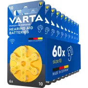 Pilas tipo 10 para audífonos VARTA, paquete de 60 unidades