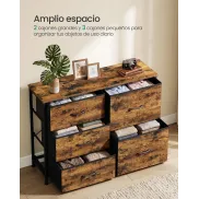 Cajonera de Tela con 5 Cajones y Marco de Acero, 98,7 cm