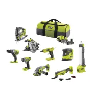 Juego de 9 herramientas 18V ONE+ de Ryobi con accesorios