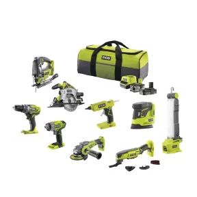 Juego de 9 herramientas 18V ONE+ de Ryobi con accesorios
