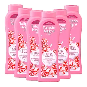 Gel de Baño Nutritivo Fresa y Nata, Tulipán Negro 6x650ml