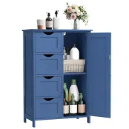 Mueble Auxiliar de Baño Azul con Armario y 4 Cajones