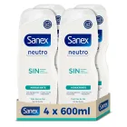 Gel de Ducha Neutro Sanex Hidratante 4x600 ml Sin Sulfatos