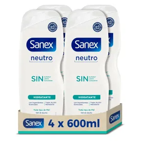 Gel de Ducha Neutro Sanex Hidratante 4x600 ml Sin Sulfatos
