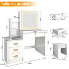 Tocador con espejo LED, desmontable y espacio de almacenamiento