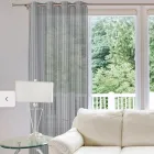 Visillo gris MENTA RAYAS 140x270 cm con ollaos