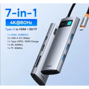 HUB 7-en-1 Baseus USB C con Dual HDMI 8K y 4K