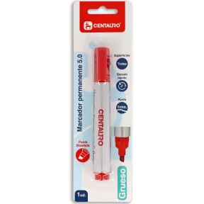 Rotulador Permanente Rojo 5mm - Centauro, Punta Biselada