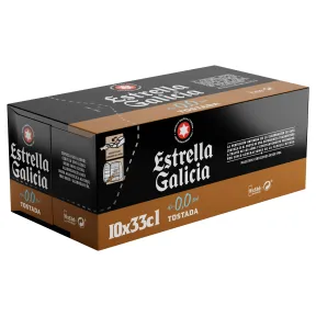 Estrella Galicia 0,0 Tostada - Pack de 10 Latas Sin Alcohol