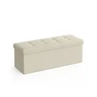 Puff plegable blanco crema 110 x 38 x 38 cm - 131 L, 300 kg
