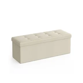 Puff plegable blanco crema 110 x 38 x 38 cm - 131 L, 300 kg