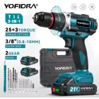 Taladro YOFIDRA 3 en 1 con 25+3 Nm y 2 baterías