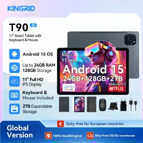 Tablet KINGRID T90 con Android 15, Teclado y Ratón BT