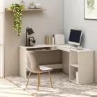 Mesa de Ordenador en L de Madera Contrachapada Blanca 120x140 cm