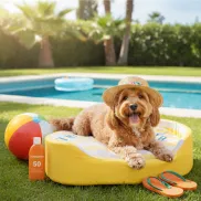 Cama Amarilla Rayas para Perros Talla S/M - Solo 14.99!