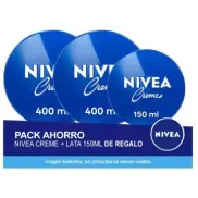 Nivea Creme: 2 latas de 400 ml + 1 lata de 150 ml