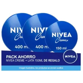 Nivea Creme: 2 latas de 400 ml + 1 lata de 150 ml